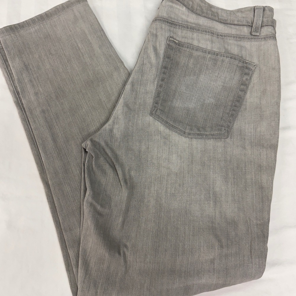 Eileen Fisher Grey Organic Cotton Straight Leg Jeans Classic 8 Stretch Denim